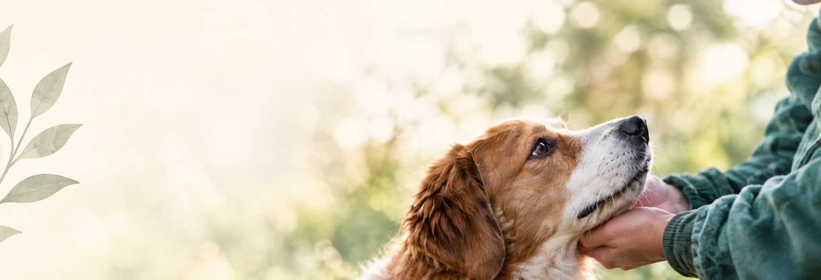 Volunteer petting rescue dog